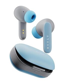 Boult Audio Newly Launched Z20 Pro, Truly Wireless Bluetooth Ear Buds with 60 Hours Playtime, 4 Mics Clear Calling, 45ms Low Latency, Rich Bass Drivers, TWS Earbuds Bluetooth Wireless (Powder Blue)